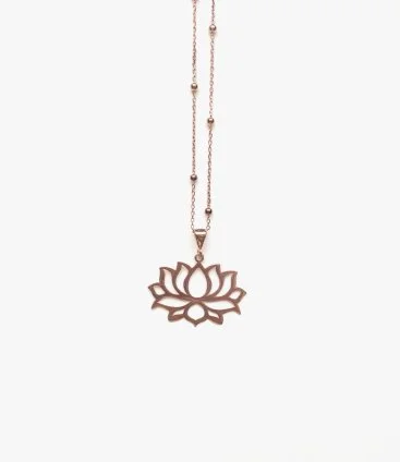Lotus Flower Necklace; Rose Gold