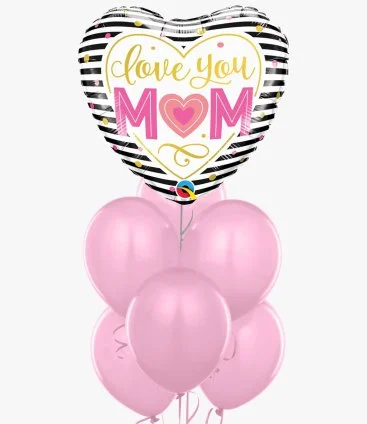 Love You Mom Pink Balloon Bundle