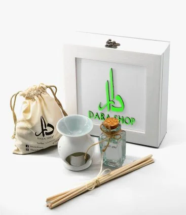Mini Home Diffuser Set In A White Wooden Box By Dara Shop