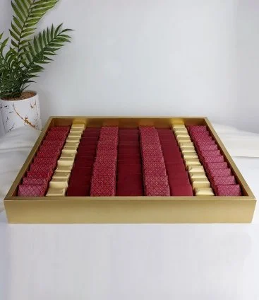Mixed Chocolate Wooden Tray by Stagioni - Red & Gold