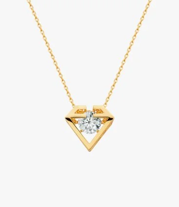 Gold-Plated Diamond-Shaped Necklace