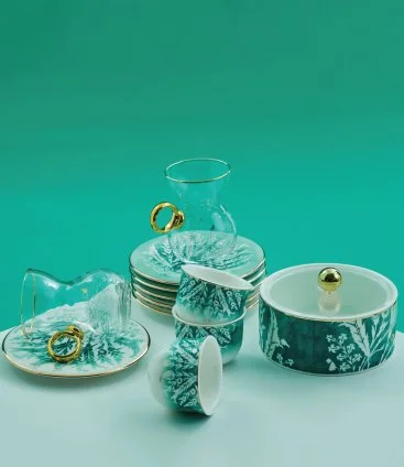 Otantik Tolipa-Tea Glass And Coffee Sets-Green