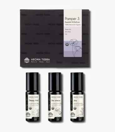 Pamper 3 Essentials Oil Roll-on Gift Set by Aroma Tierra