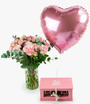Perfectly Pink Tea, Bouquet & Balloon Bundle