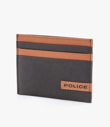 Police Horicon Black & Brown Leather Cardholder for Men
