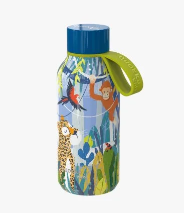 Quokka Kids Thermal SS Bottle Solid With Strap Jungle 330 ml