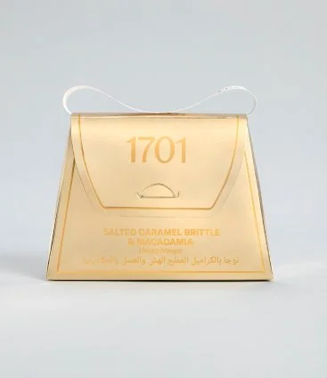 Salted Caramel Brittle & Macadamia Nougat  Handbag 140g By 1701 Nougat & Luxury Gifting