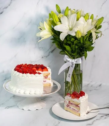 Strawberry Cake & White Lillies Bundle by Secrets