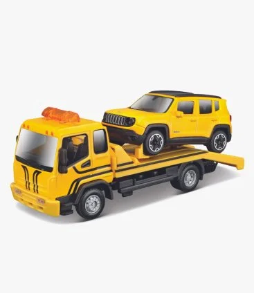 Street Fire Tow Truck With Jeep Yellow 1:43
