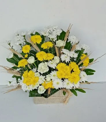 Yellow and White Flowers Standing Arrangement