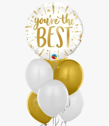 You're The Best White & Gold Balloon Bundle
