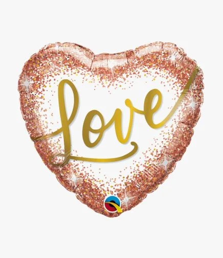 Love Rose Gold Glitter Dots Heart Foil Balloon