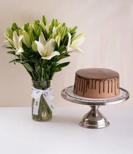 Nutella Cake & Lilies Bundle by Sugar Daddy's Bakery