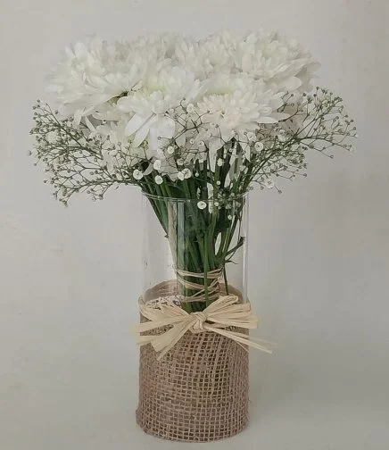 White Chrysanthemums Vase