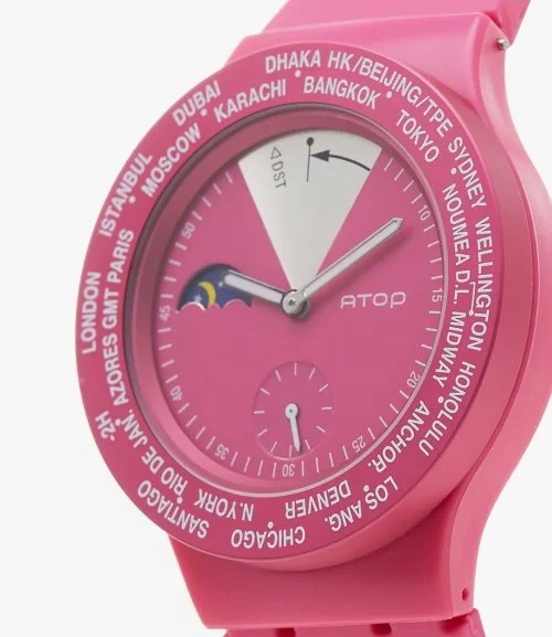 Pink Rubber Strap Watch by ATOP 