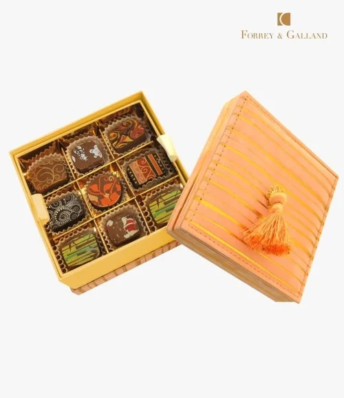 علبة شوكولاتة ثنائية (لون برتقالي) (18 قطعة) 