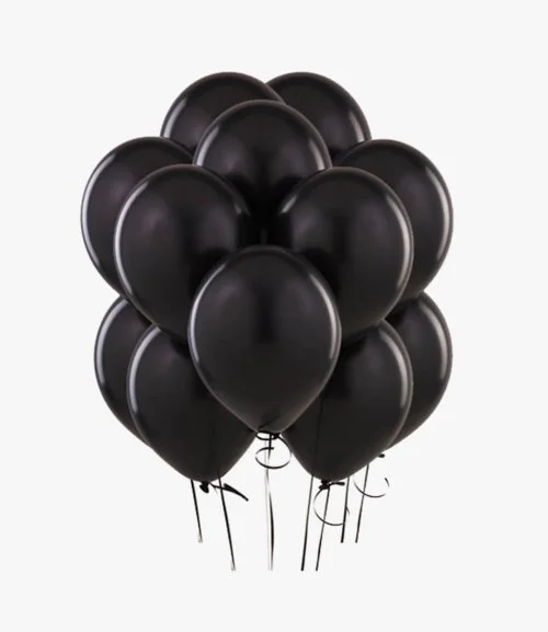 Black Solid Helium Latex Balloons (12) 