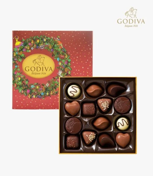 Christmas Gold Rigid Box (14 pcs) by Godiva 