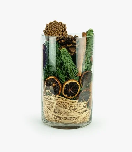 Christmas Arrangement in a Glass Vase 