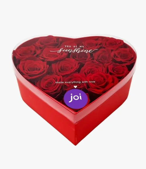 Red Heart Box with Red Roses 