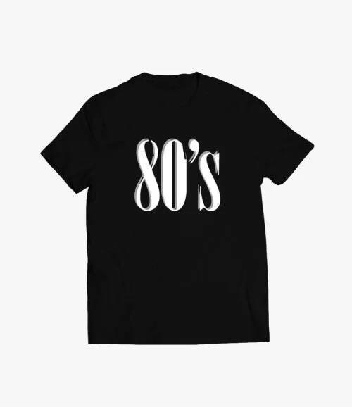 Men's Black Printed T-shirt with Writing 80's
