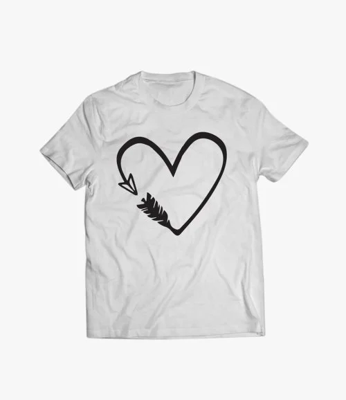 Men's Black Printed T-shirt with Illustrated Heart