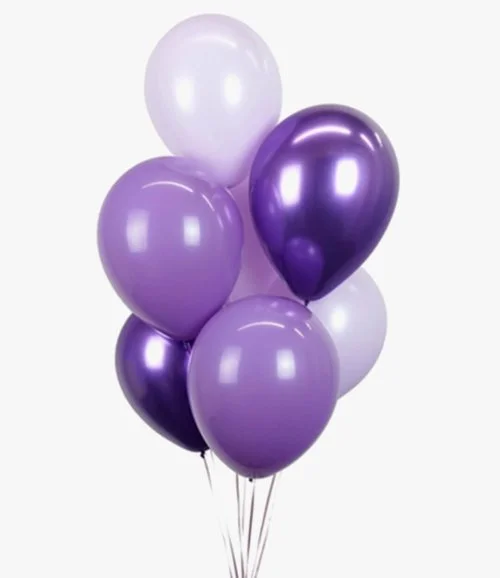 12 inches Purple and White Latex Balloon Pack of 6pcs