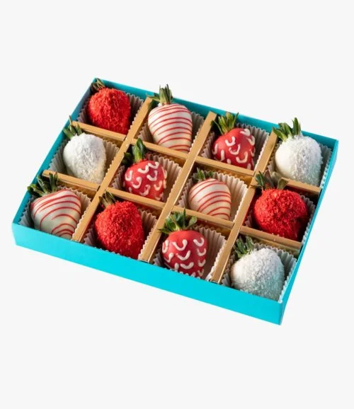 12pcs Red and White Strawberries by NJD