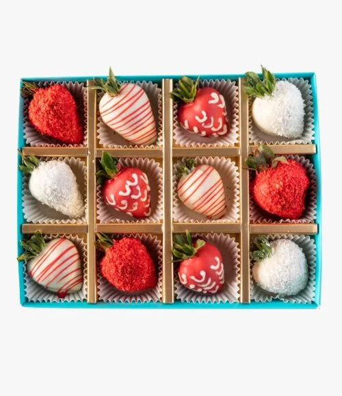 12pcs Red and White Strawberries by NJD
