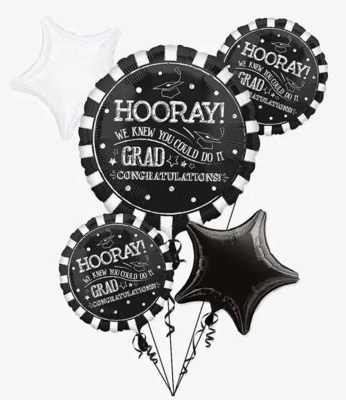 5 Hooray Grad Helium Balloons