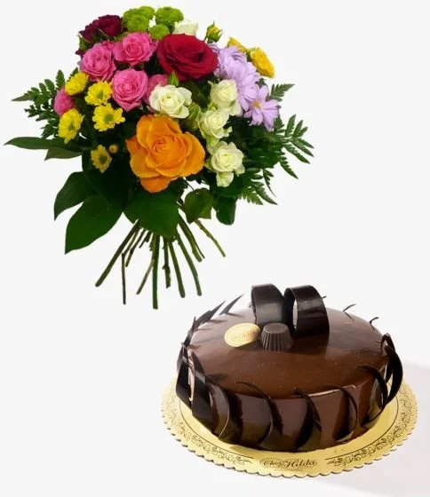 Chocolate Cake & Flowers Bundle by Chez Hilda