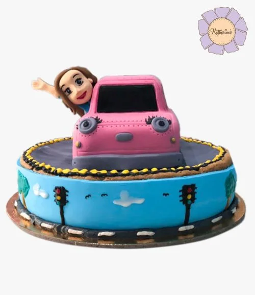 A Girl in a Car Cookie Cake