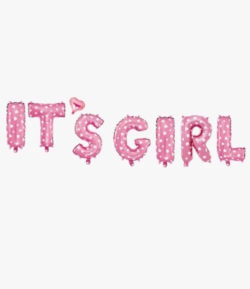 It's a Girl Pink & White Polka-dotted Letters Balloon