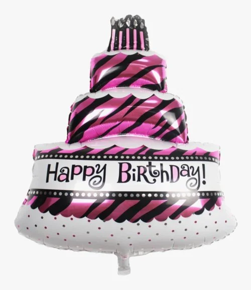 Happy Birthday Pink Multi-tiered Cake Helium Balloon