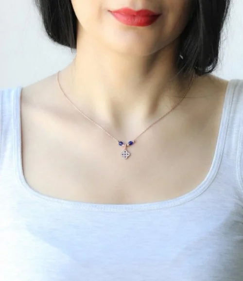 Geometric Gold-plated Necklace Studded With Colorful Zircon Stones