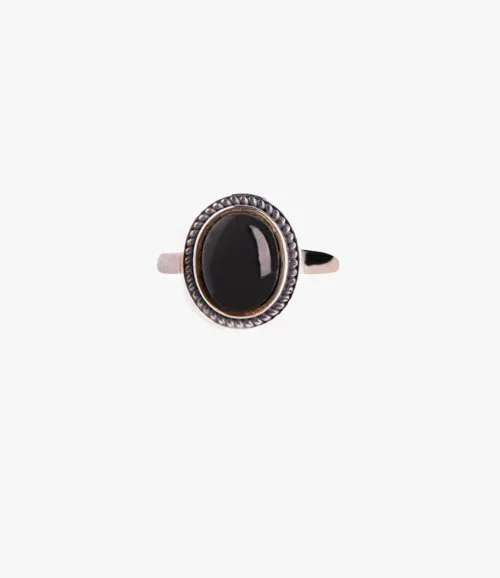 Agate Silver Stone Ring