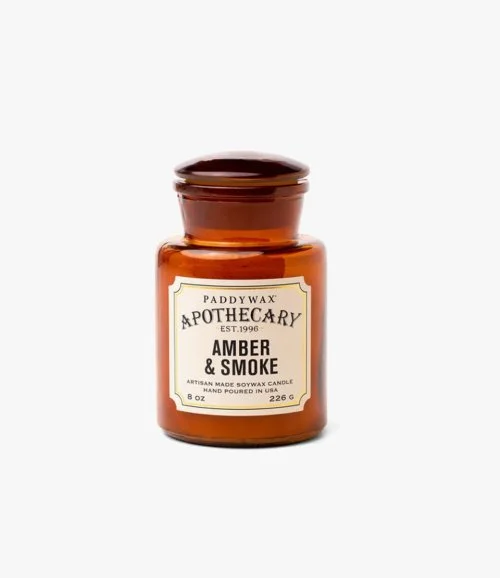Apothecary Glass Candle 8 Oz. Amber & Smoke by Paddywax
