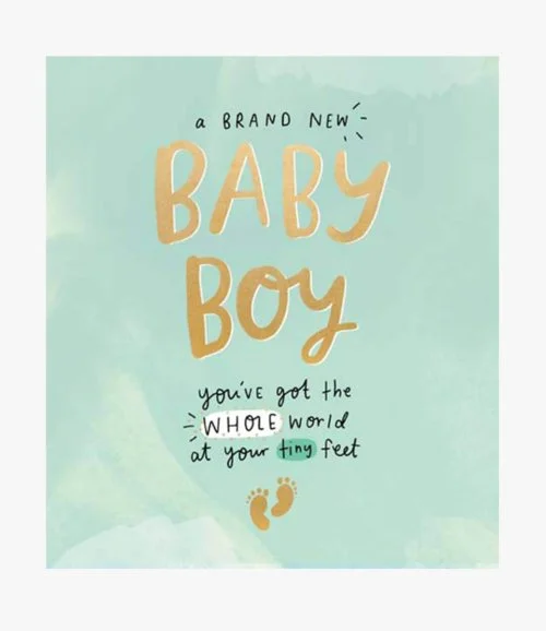 Baby Boy Whole World At Your Feet Greeting Card by The Happy News