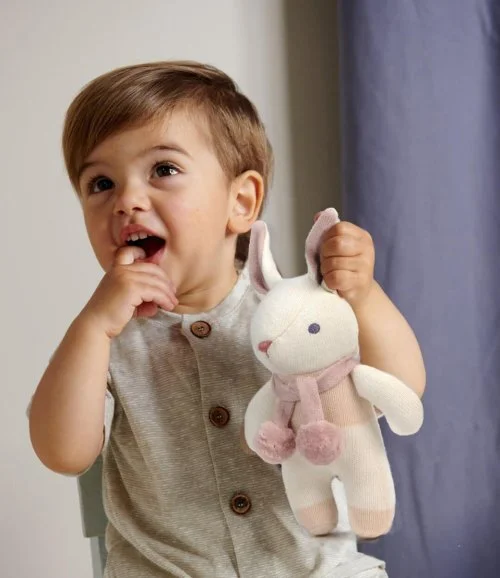 Baby Threads Cream Bunny Rattle By ThreadBear Design