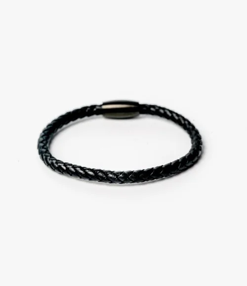 Black 5mm Leather Bracelet by ZUS 