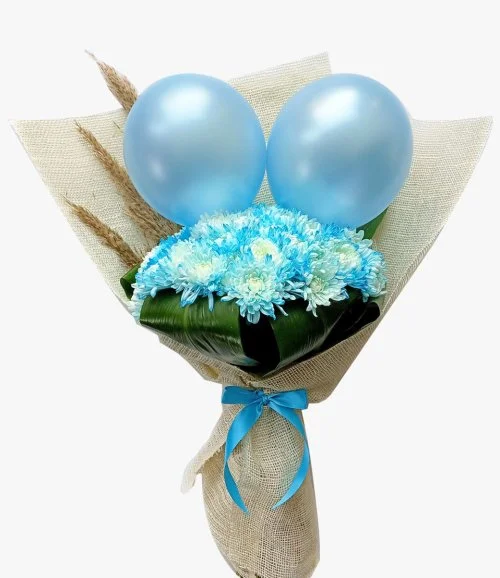 Blue Chrysanthemum with Balloons