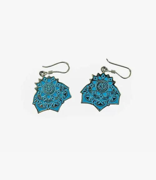 Blue Mandala Silver Earrings by B Star