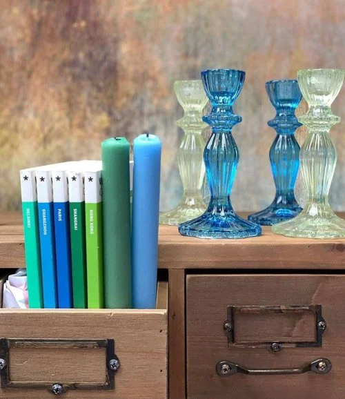 Boho Green Glass Candle Holder by Talking Tables