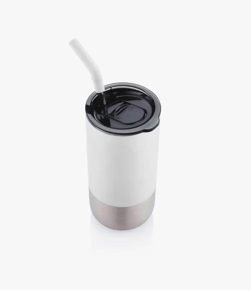 BORCULO - CHANGE Collection Insulated Tumbler with Reusable Straw - White