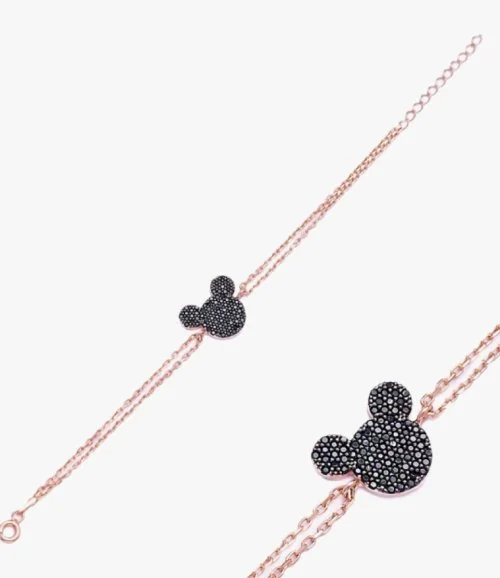 Bronze Mickey Bracelets With Black Crystals

