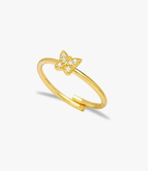 Butterfly Ring Inlaid With Gold-plated Zircon