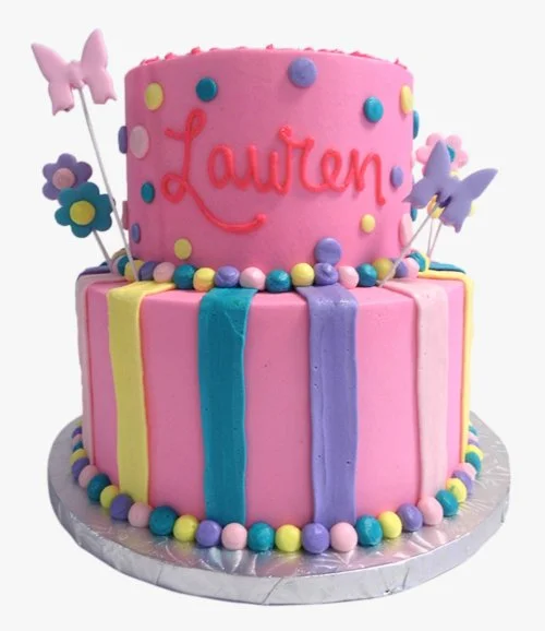 Pink Butterflies Cake by Sugar Sprinkles