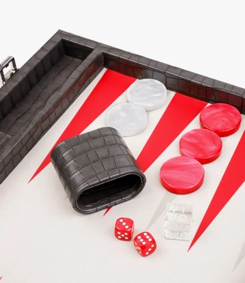 Charcoal Grey Alligator Large Backgammon By VIDO Backgammon