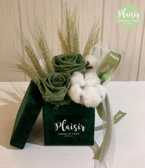 Double Infinity Green Rose Box By Plaisir