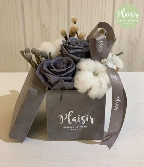 Double Infinity Grey Rose Box By Plaisir